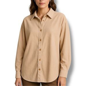 Basic Editions Tan Long Sleeve Button Down Shirt